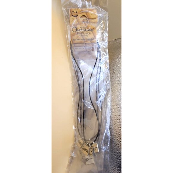 Chattitudes Metal & Leather Text Word Charm Necklace Set Of 6 jj3557 - Picture 3 of 7